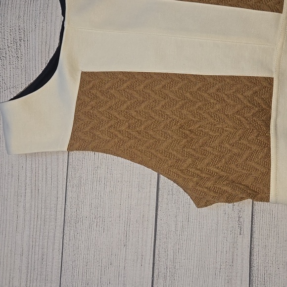 Maeve Colorblock Knit Sweater Dress Cream/Tan/Blue Size 14 - Picture 4 of 14